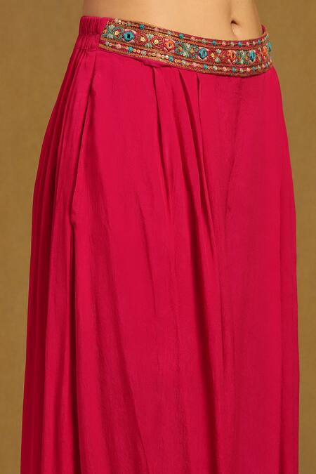 Buy Ritu Kumar Pink Viscose Embroidery, Sequins, Mirrors Prishan Bloom Cape And Flared Pant Set Buy_Ritu Kumar_Pink Viscose Embroidery, Sequins, Mirrors Prishan Bloom Cape And Flared Pant Set