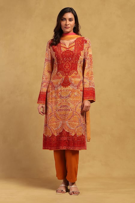 Ritu Kumar Aboriginal Paisley Print Kurta Pant Set 