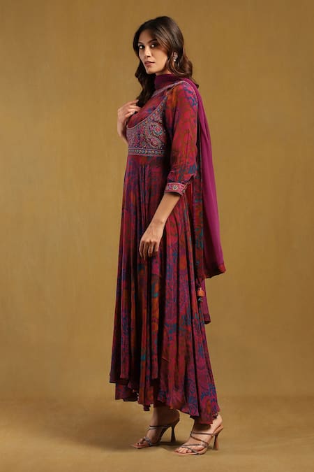 Buy Ritu Kumar Pink Viscose, Lycra Embroidery, Dewey Blossom Print Attached Jacket Kurta Set Online at Aza Fashions Buy_Ritu Kumar_Pink Viscose, Lycra Embroidery, Dewey Blossom Print Attached Jacket Kurta Set _Online_at_Aza_Fashions