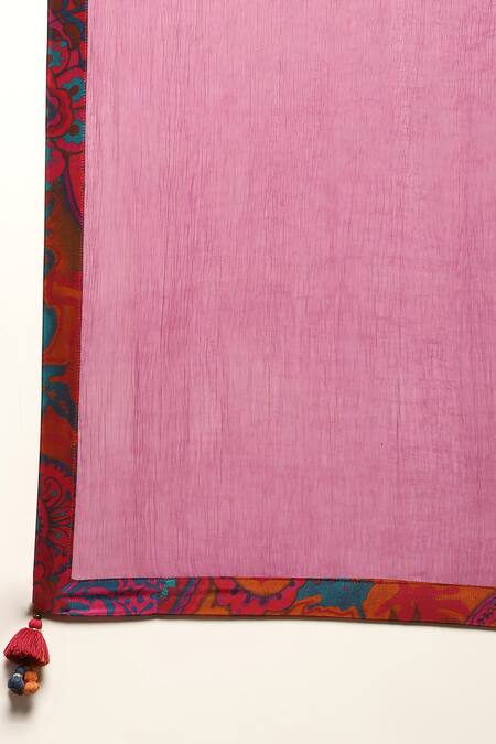 Buy Ritu Kumar Pink Viscose, Lycra Embroidery, Dewey Blossom Print Attached Jacket Kurta Set Buy_Ritu Kumar_Pink Viscose, Lycra Embroidery, Dewey Blossom Print Attached Jacket Kurta Set