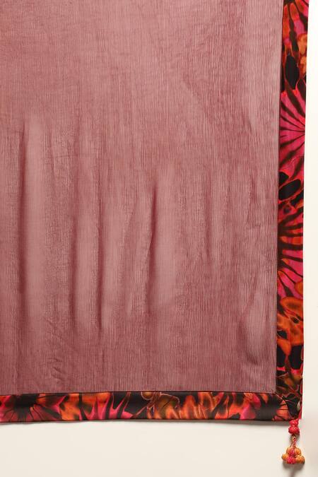 Ritu Kumar Red Satin, Viscose Embroidery Round Hriday Floral Gloom Print Kurta Pant Set at Aza Fashions Ritu Kumar_Red Satin, Viscose Embroidery Round Hriday Floral Gloom Print Kurta Pant Set _at_Aza_Fashions