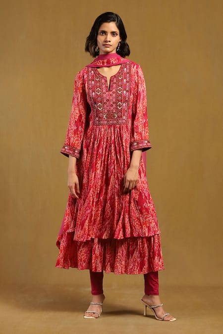 Ritu Kumar Niagra Abstract Print Layered Kurta Set 