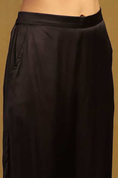 Shop Ritu Kumar Black Silk, Velvet, Satin Embroidery, Genevieve Floral Print Kurta And Pant Set Online at Aza Fashions Shop_Ritu Kumar_Black Silk, Velvet, Satin Embroidery, Genevieve Floral Print Kurta And Pant Set _Online_at_Aza_Fashions