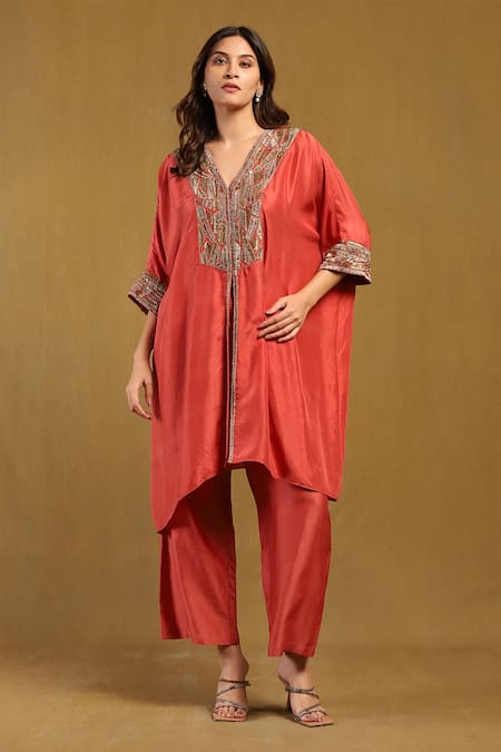 Ritu Kumar Sequin Yoke Embroidered Kurta & Pant Set 