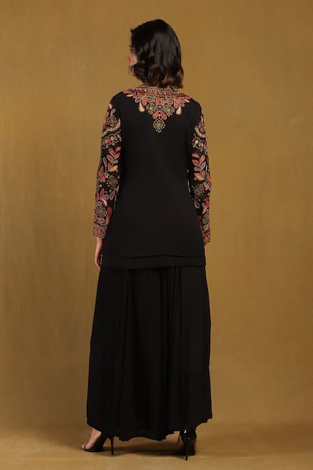 Ritu Kumar Velentine Floral Embroidered Kurta & Sharara Set 