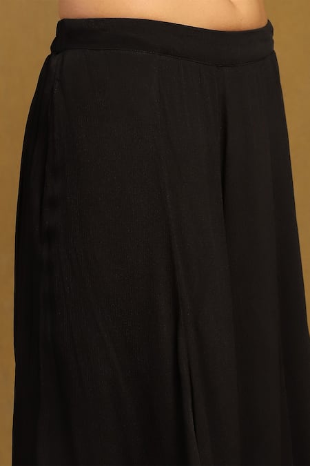 Shop_Ritu Kumar_Black Viscose, Chiffon Beads, Sequins, Velentine Floral Kurta And Sharara Set _Online_at_Aza_Fashions