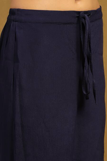 Ritu Kumar Blue Silk, Viscose, Velvet Embroidery, Tassels Split Azra Resham Kurta Set at Aza Fashions Ritu Kumar_Blue Silk, Viscose, Velvet Embroidery, Tassels Split Azra Resham Kurta Set _at_Aza_Fashions