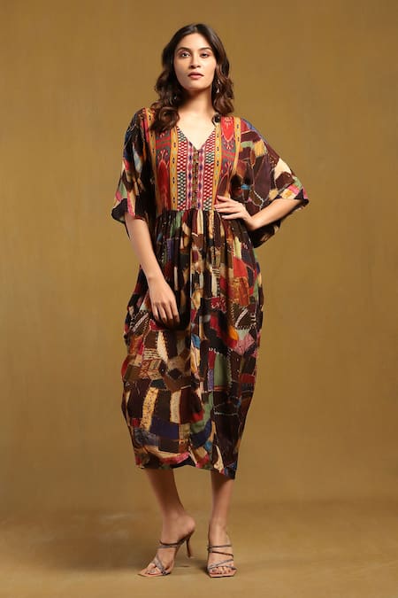 Ritu Kumar Patchwork Embroidered Kaftan Dress 