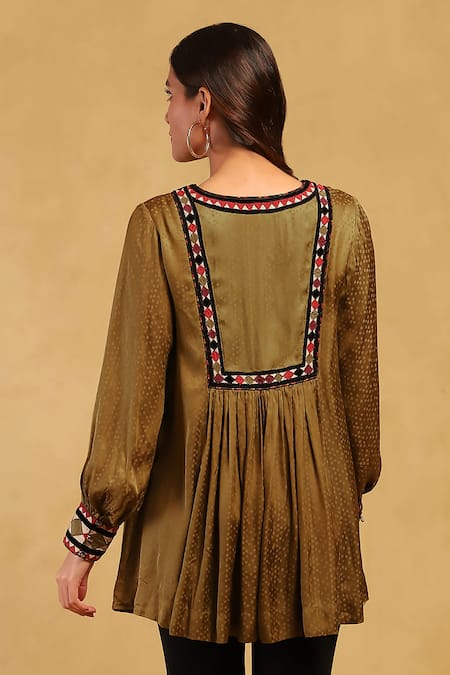Ritu Kumar Military Geometric Pattern Yoke Kurta 
