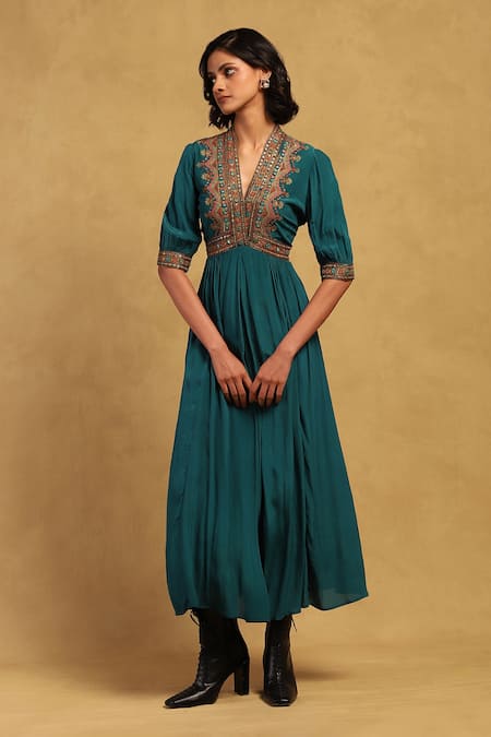 Ritu Kumar Prishan Embroidered Yoke Dress 