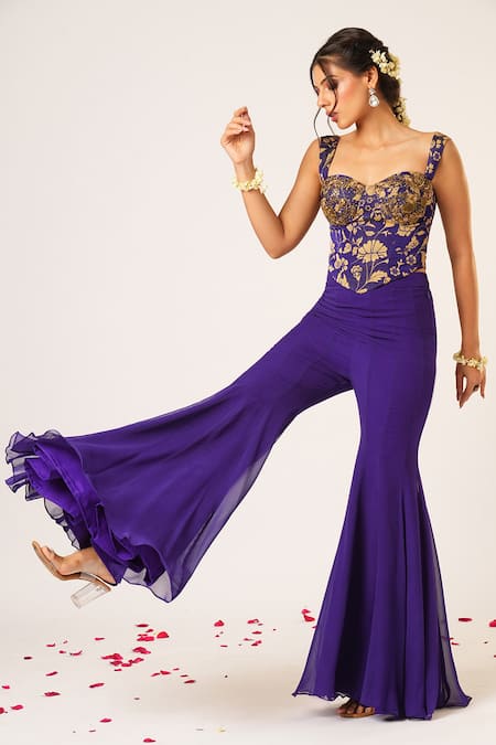 Aayushi Maniar Arundhati Floral Embroidered Corset With Pant 