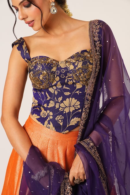 Aayushi Maniar Orange Brocade, Organza Zari, Embroidery Floral Banarasi Kalidar Lehenga Set at Aza Fashions Aayushi Maniar_Orange Brocade, Organza Zari, Embroidery Floral Banarasi Kalidar Lehenga Set _at_Aza_Fashions