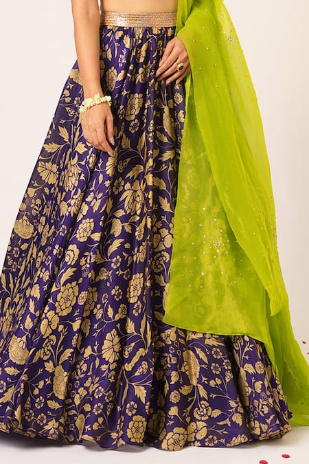 Aayushi Maniar Purple Tissue, Organza Embroidery, Stones, Maitreyi Floral Patterned Lehenga Set at Aza Fashions Aayushi Maniar_Purple Tissue, Organza Embroidery, Stones, Maitreyi Floral Patterned Lehenga Set _at_Aza_Fashions