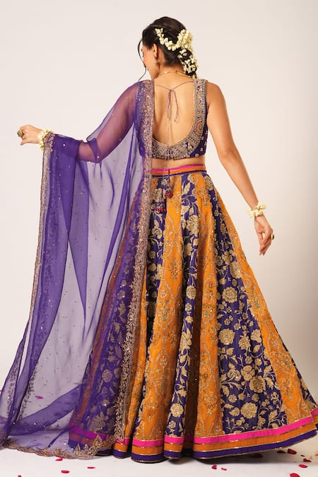 Aayushi Maniar Menaka Floral Embroidered Kalidar Lehenga Set 