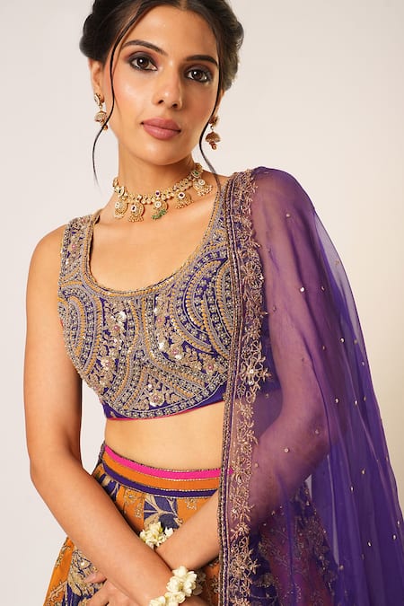 Buy Aayushi Maniar Blue Organza Sequins, Beads, Stones, Menaka Floral Kalidar Lehenga Set Online at Aza Fashions Buy_Aayushi Maniar_Blue Organza Sequins, Beads, Stones, Menaka Floral Kalidar Lehenga Set _Online_at_Aza_Fashions