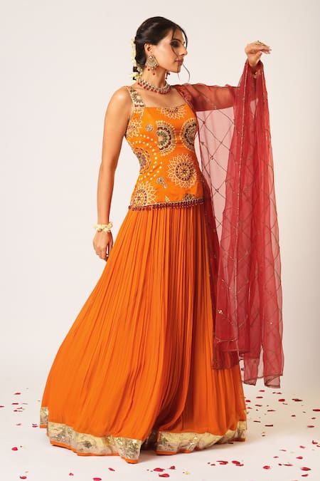 Aayushi Maniar Golakari Embroidered Pleated Lehenga Set 