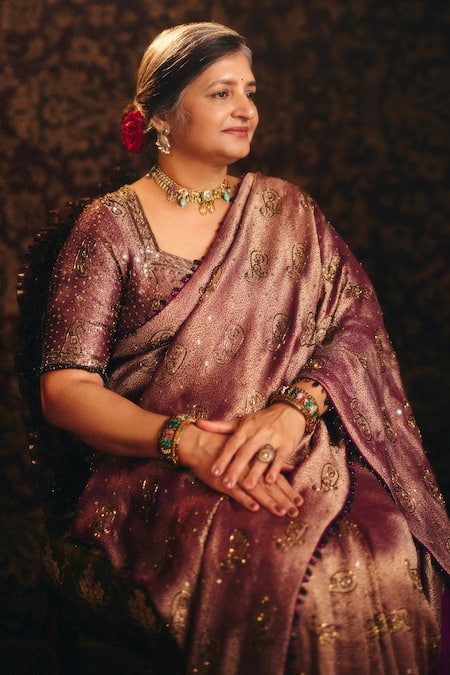 Aayushi Maniar Padmini Banarasi Embroidered Saree With Blouse 