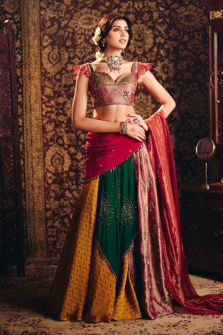 Aayushi Maniar Panchali Patchwork Draped Lehenga Set 