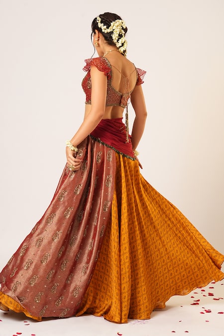 Aayushi Maniar Panchali Patchwork Draped Lehenga Set 