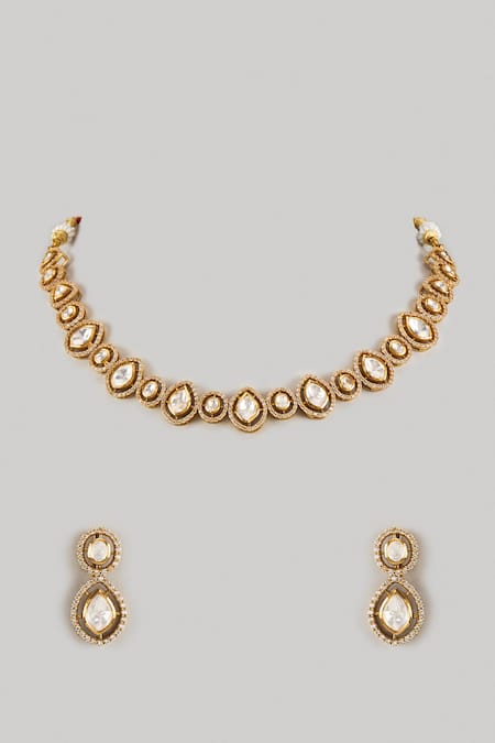 Karisa Designs Moissanite Polki Embellished Choker Set 