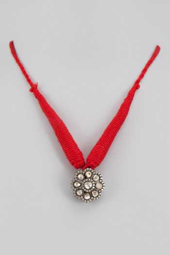 Shop Karisa Designs Red Moissanite Polki Embellished Pendant Choker at Aza Fashions Shop_Karisa Designs_Red Moissanite Polki Embellished Pendant Choker _at_Aza_Fashions