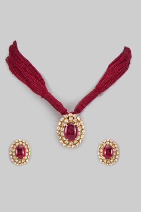 Karisa Designs Stone Embellished Pendant Choker Set 