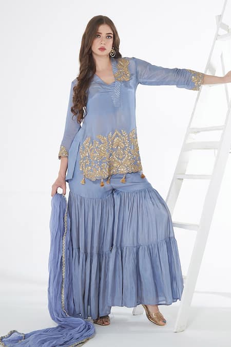 Sunita Nagi Floral Veli Embroidered Kurta Sharara Set 