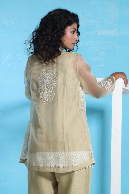 Sunita Nagi Sunflower Embroidered Jacket With Kurta Set 