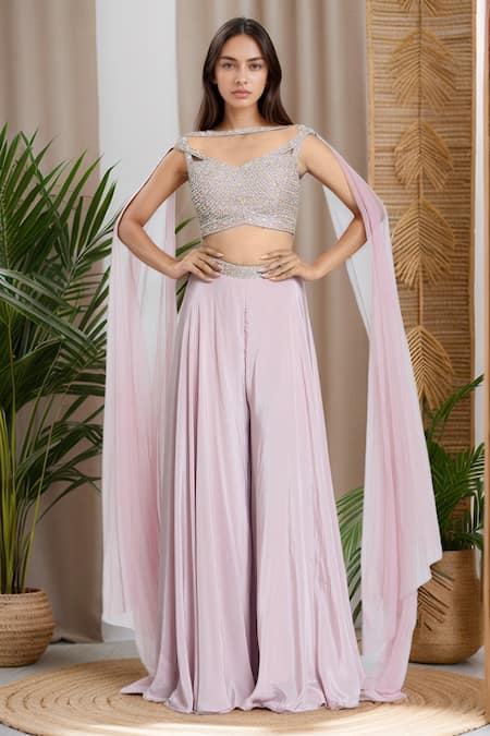 Samyukta Singhania Embellished Shoulder Cape Sharara Set 