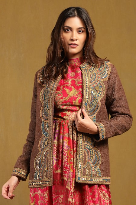 Ritu Kumar Yale Scallop Bloom Embroidered Jacket 