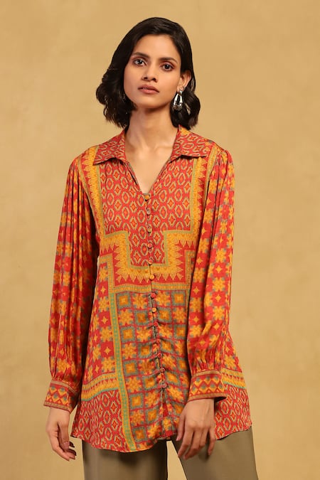 Ritu Kumar Phulkari Floral Print Shirt 