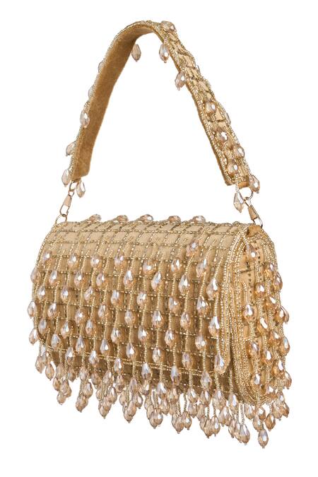 Shop_Samyukta Singhania_Gold Crystals, Cut Work Cutdana And Embellished Bag_Online_at_Aza_Fashions