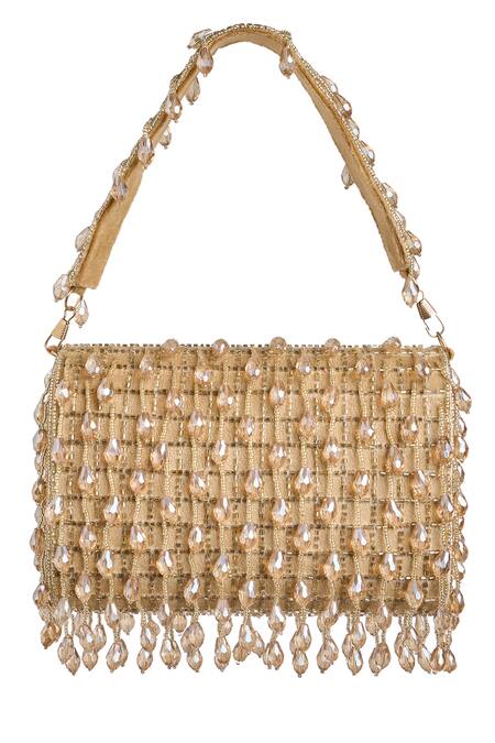 Samyukta Singhania_Gold Crystals, Cut Work Cutdana And Embellished Bag_at_Aza_Fashions