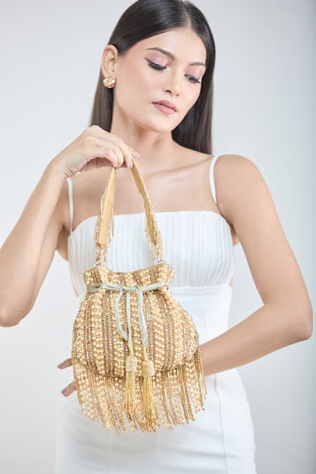 Samyukta Singhania Pearl & Glass Bead Embellished Potli Bag 