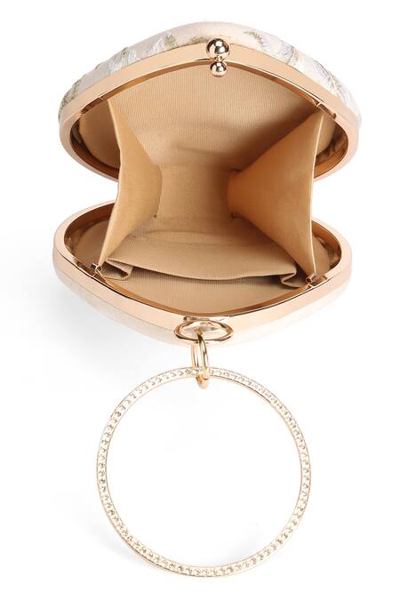 Richa Gupta_White Embroidery Floral Threadwork Clutch_at_Aza_Fashions