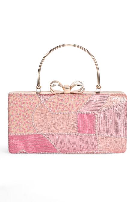 Richa Gupta_Pink Sequins, Embroidery Clutch _Online_at_Aza_Fashions