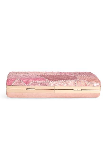 Richa Gupta_Pink Sequins, Embroidery Clutch _at_Aza_Fashions
