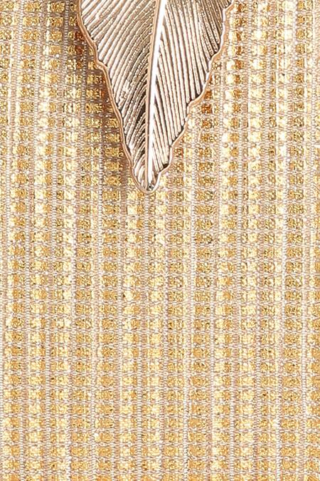 Buy_Richa Gupta_Gold Embroidery Textured Clutch _Online_at_Aza_Fashions