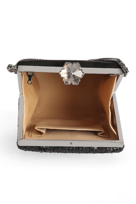 Richa Gupta_Black Sequins Embroidered Clutch _at_Aza_Fashions