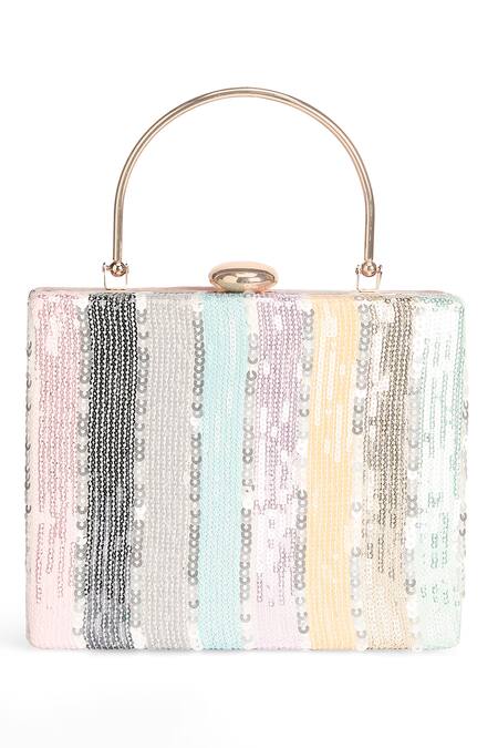 Richa Gupta_Multi Color Sequins Embroidered Box Clutch _Online_at_Aza_Fashions