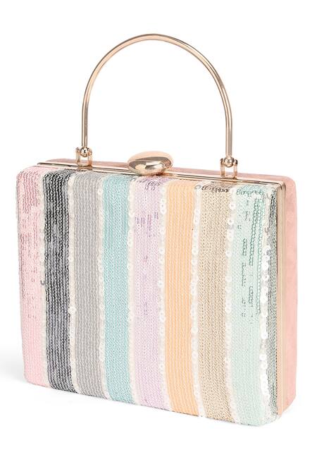 Buy_Richa Gupta_Multi Color Sequins Embroidered Box Clutch _Online_at_Aza_Fashions