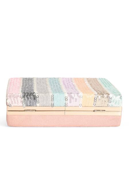 Richa Gupta_Multi Color Sequins Embroidered Box Clutch _at_Aza_Fashions