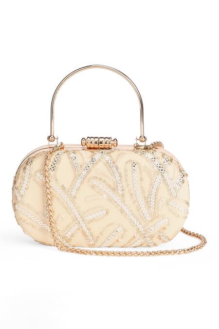 Richa Gupta_Gold Sequins Abstract Embroidered Clutch _Online_at_Aza_Fashions