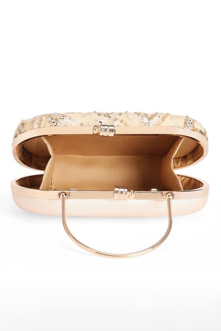 Richa Gupta_Gold Sequins Abstract Embroidered Clutch _at_Aza_Fashions