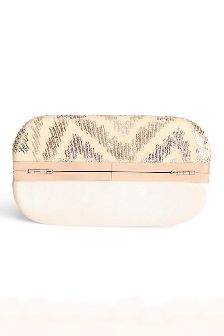 Shop_Richa Gupta_Gold Sequins Chevron Pattern Embroidered Clutch_Online_at_Aza_Fashions