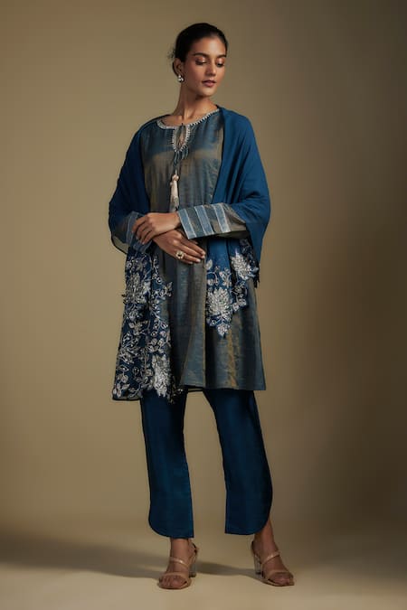 Nadima Saqib Applique Metallic Kurta Pant Set 