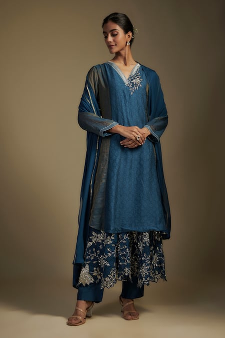 Nadima Saqib Applique Panel Layered Anarkali Set 