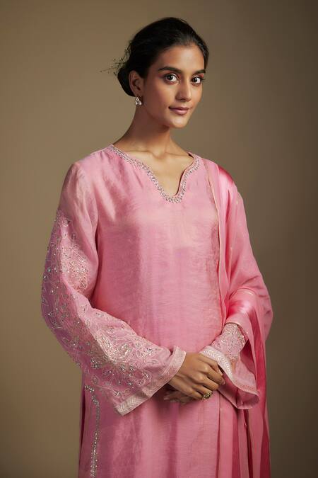 Nadima Saqib Pink Organza, Tissue, Georgette Applique, Sequins, Placement Kurta Sharara Set Online at Aza Fashions Nadima Saqib_Pink Organza, Tissue, Georgette Applique, Sequins, Placement Kurta Sharara Set _Online_at_Aza_Fashions