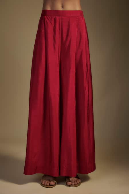 Buy Nadima Saqib Red Chanderi, Georgette Applique, Sequins, Floral Bodice Kurta Palazzo Set Online at Aza Fashions Buy_Nadima Saqib_Red Chanderi, Georgette Applique, Sequins, Floral Bodice Kurta Palazzo Set _Online_at_Aza_Fashions