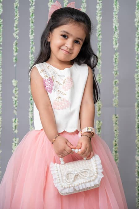 Label Neeti_White Net, , Silk, Satin Embroidery Floral Blouse With Lehenga _Online_at_Aza_Fashions